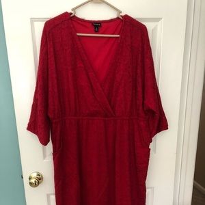 Torrid Red vneck eyelet lace dress WITH POCKETS!